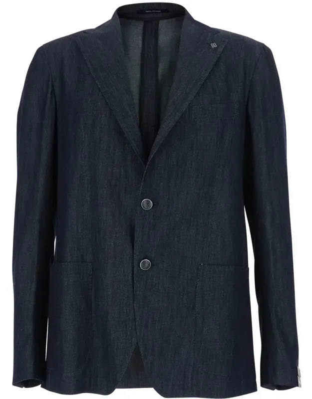 Single-breasted Jacket With Notched Revers In Denim