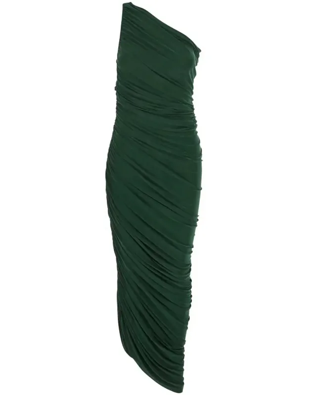 Diana Midi Dress With Asymmetric And Draped Design In Tech Fabric Stretch