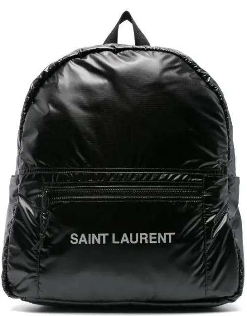Saint Laurent Black Ripstop Texture Bag With Adjustable Straps And Zip Pockets