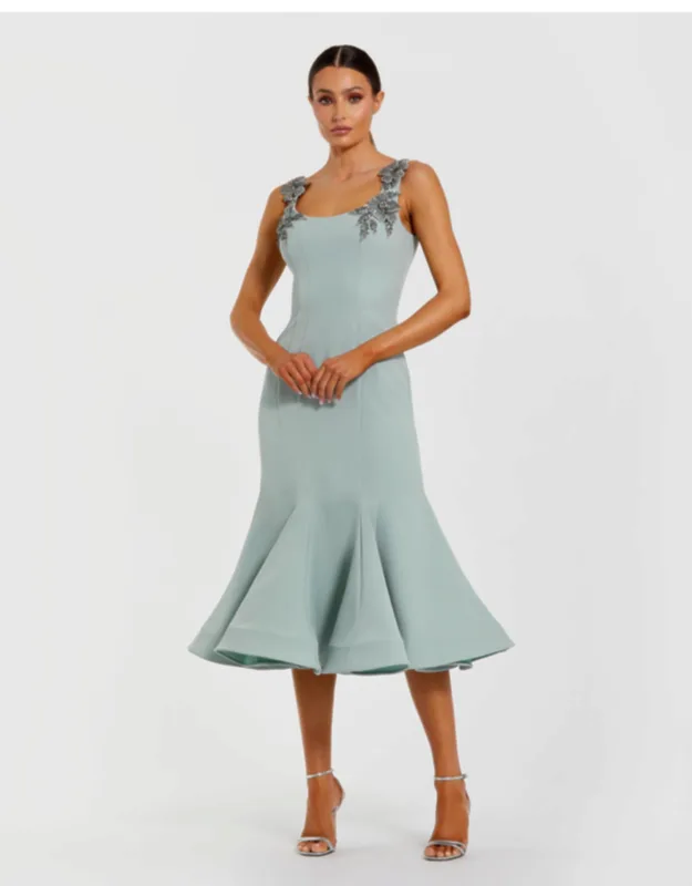 Sleeveless Midi Dress With Floral Embellishments