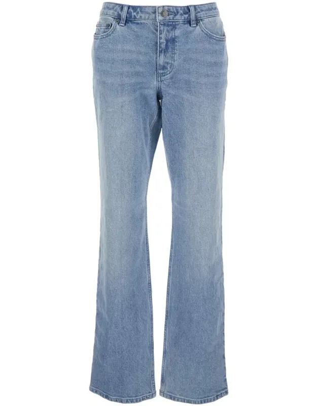 Jeans With Belt Loops And Logo Plaque On The Rear In Denim