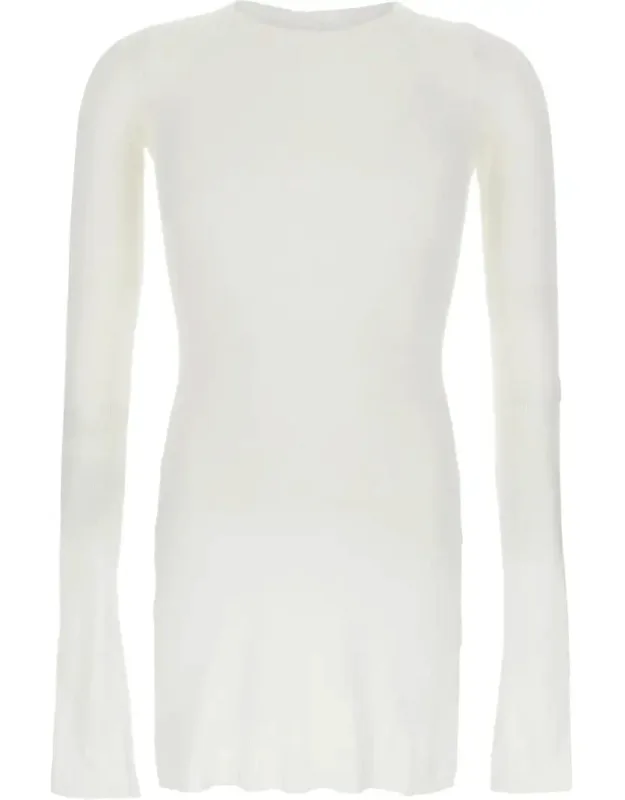 Ribbed Design Round Neck T-shirt In Viscose And Silk Blend