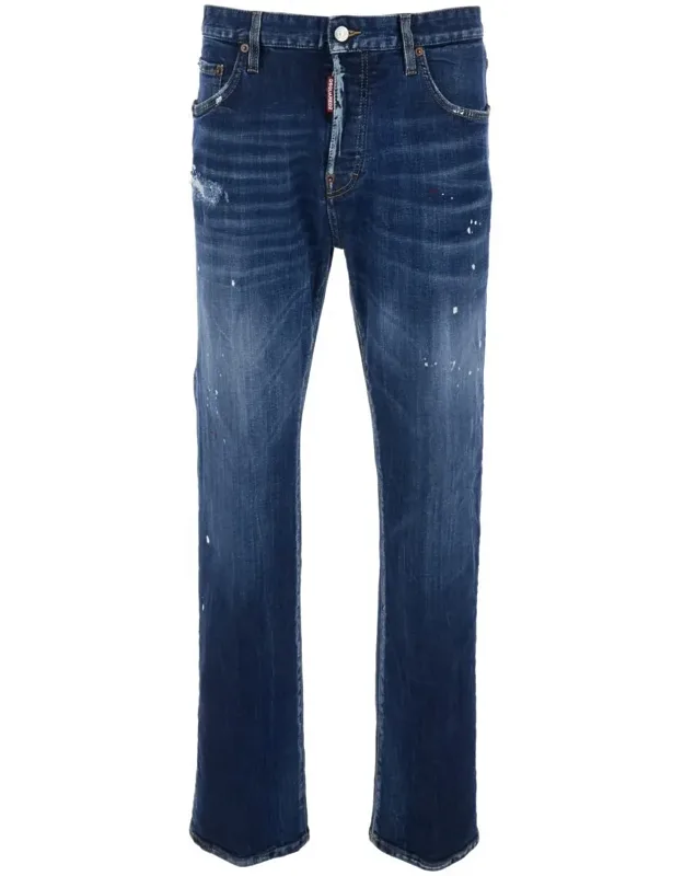 Jeans With All-over Details And Logo Patch On The Rear In Denim