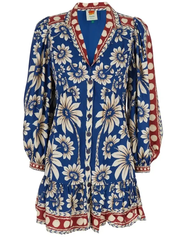 Luna Mini Dress With V Neck And All-over Floral Motif In Viscose