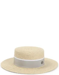 Kiki Brisa Hat - Raffia Boater With Grosgrain Band