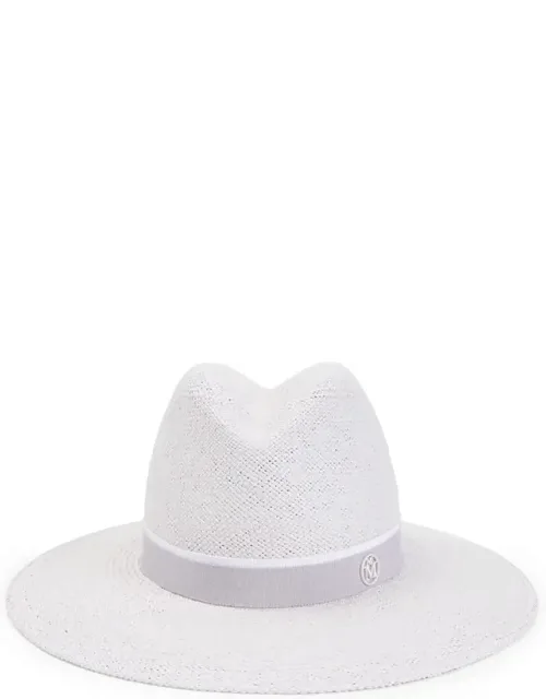 Maison Michel Fedora With Grosgrain Strap And Metal Logo Accent