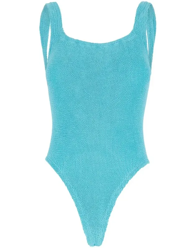 One-piece Swimsuit With Squared Neckline In Tech Fabric Stretch