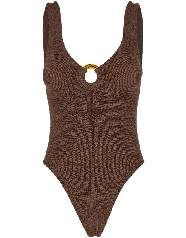 Celine One-piece Swimsuit With Ring In Elasticized Fabric