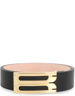 Logo Buckle Leather Belt