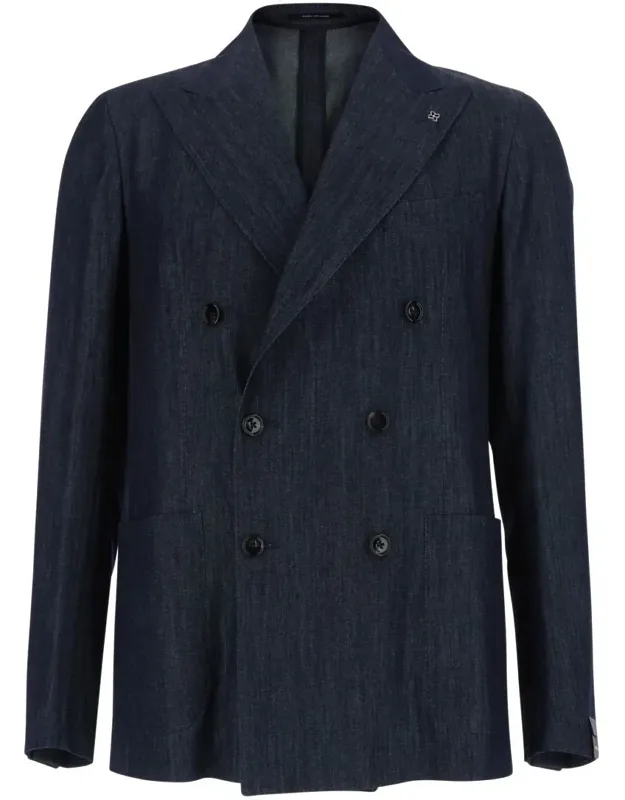 Double-breasted Jacket With Peak Revers In Denim
