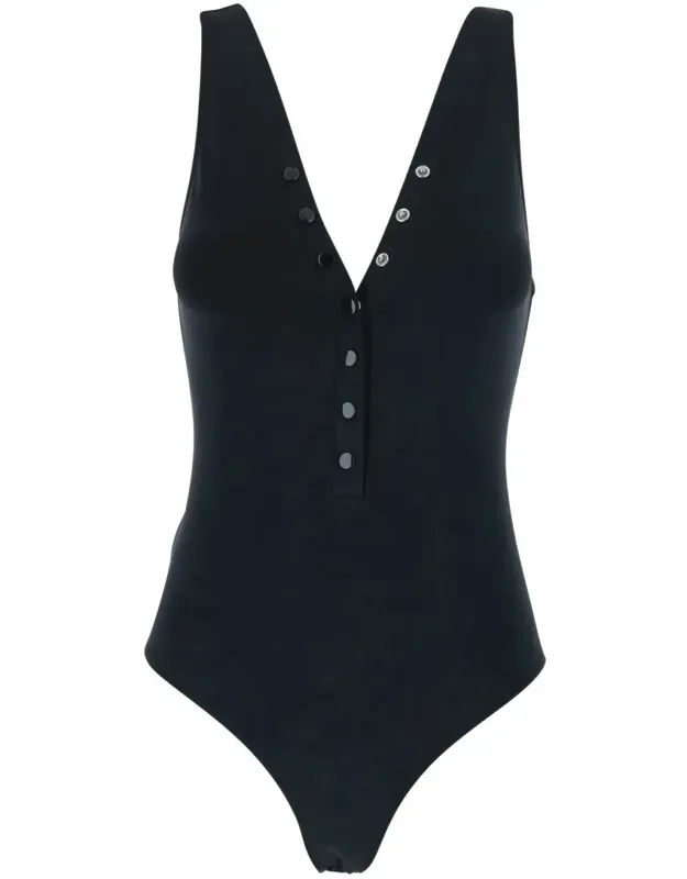 Icone Swimsuit With Stud Embellishments And V Neck In Tech Fabric