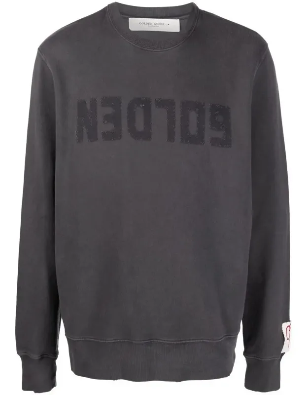 Regular Sweatshirt Distressed Cotton Jersey With Logo