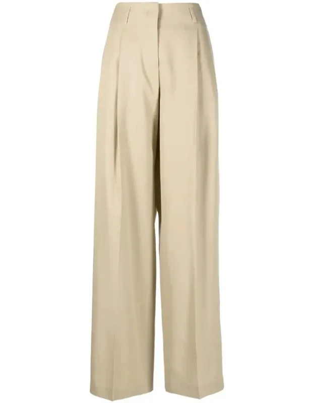 Wide Leg Wool Gabardine Pants