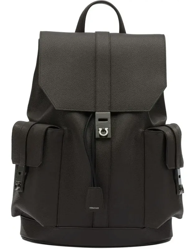 Double Pocket Leather Backpack