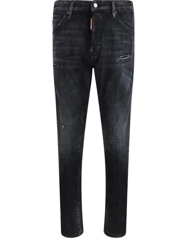 Dsquared2 Teddy Wash Jeans With Vintage Treatment And Destroyed Details
