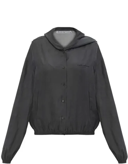 Drapey Hoodie With Front Placket