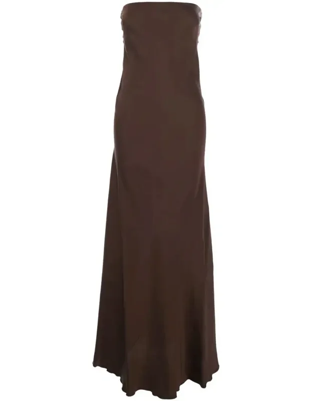 Long Column Dress With Side Zip Closure And Off-shoulder Design In Viscose Blend