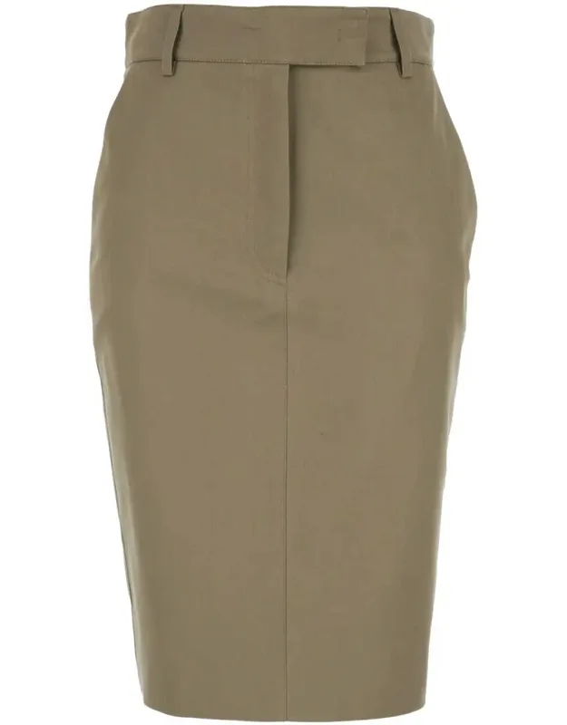 Beige Skirt With Front Concealed Closure In Corduroy