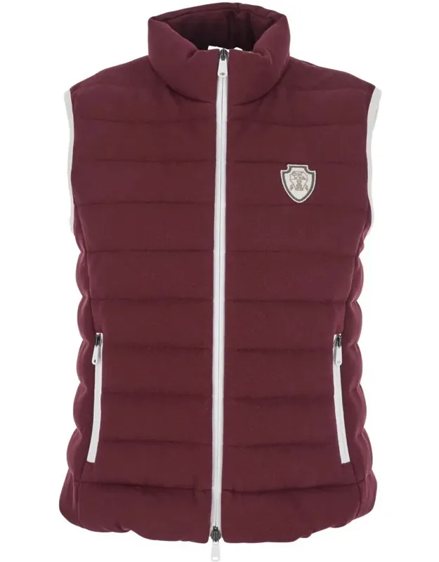 Sleeveless Down Jacket With Logo Patch On The Front In Cotton Blend