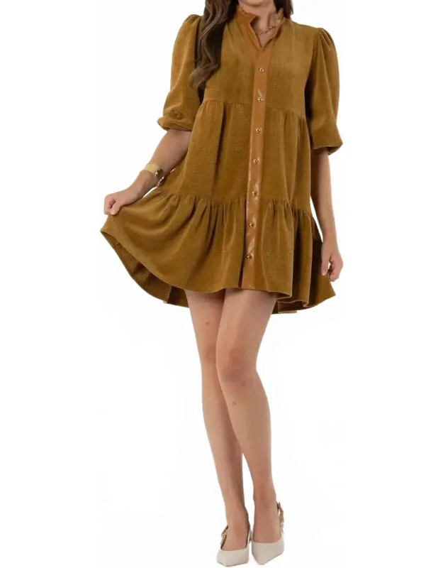 Sadie Dress With Blouson Sleeves And Side Pockets