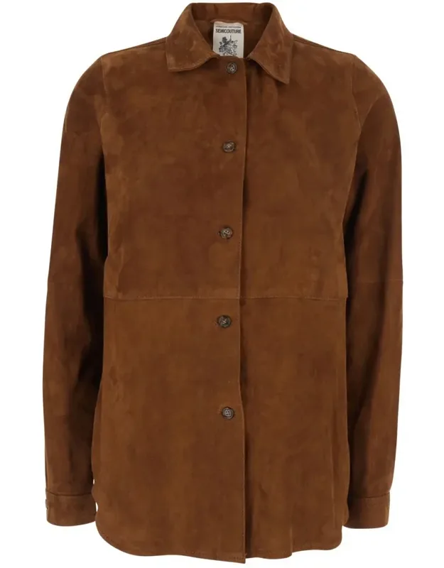 Shirt With Classic Collar In Suede