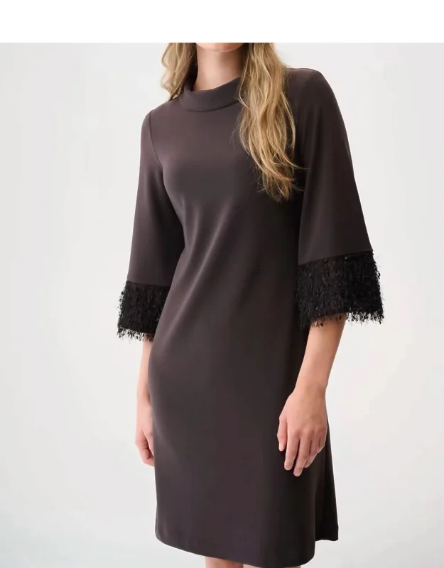 High-neck Knee-length Shift Dress