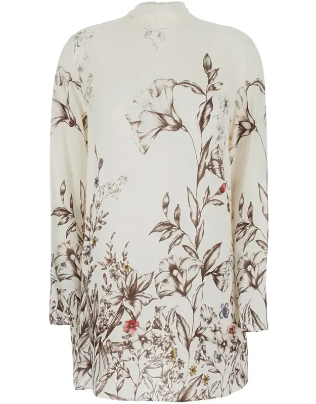 Crewneck Mini Dress With All-over Floral Print In Viscose