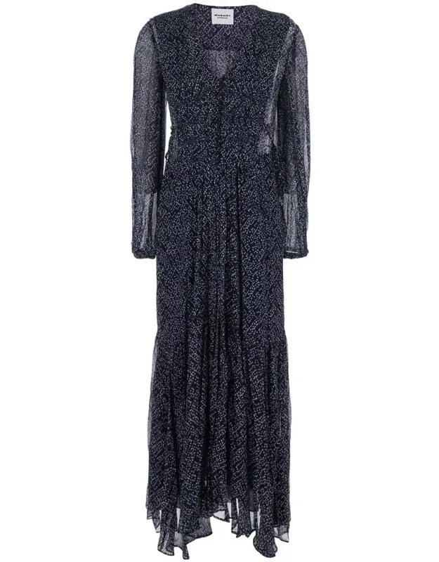 Briane Midi Dress With V Neck And All-over Polka Dot Motif In Viscose