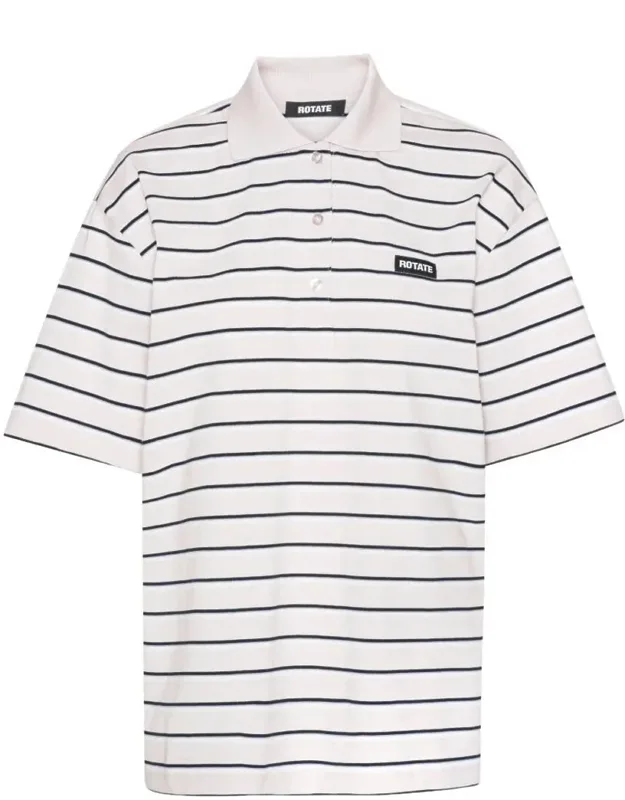 Cotton Polo Shirt With Blue Stripes