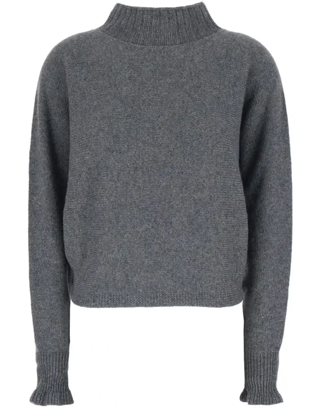 Turtleneck Sweater With Metallic Logo Plaque On The Rear And Flared Cuffs In Wool Blend