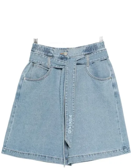 Denim Shorts With Waist Belt