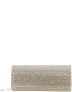 French 75 Gold Rhinestoned Clutch With Chain-link Shoulder Strap In Tech Fabric