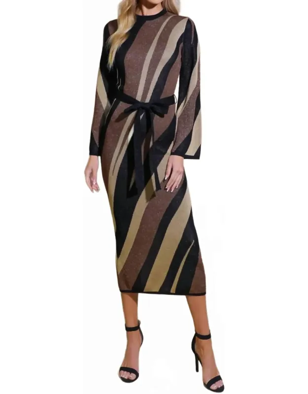 Jacquard Knit Midi Sweater Dress