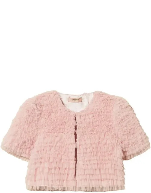 Twinset Sweater Ruffle Detail Short Sleeves