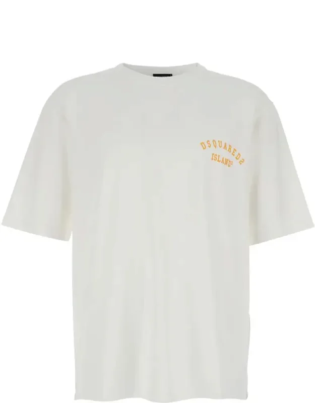 Crewneck T-shirt With Logo Lettering On The Front In Cotton