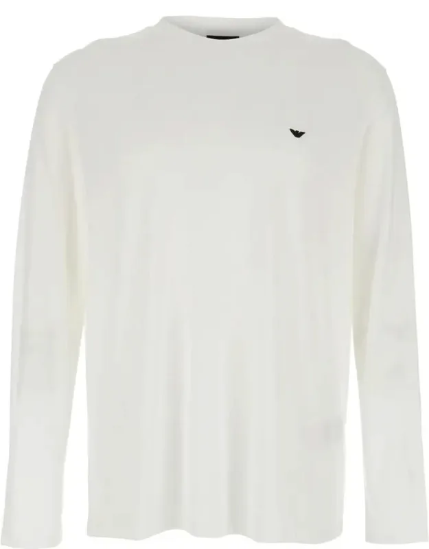 Crewneck T-shirt With Logo Embroidery On The Front In Cotton Blend