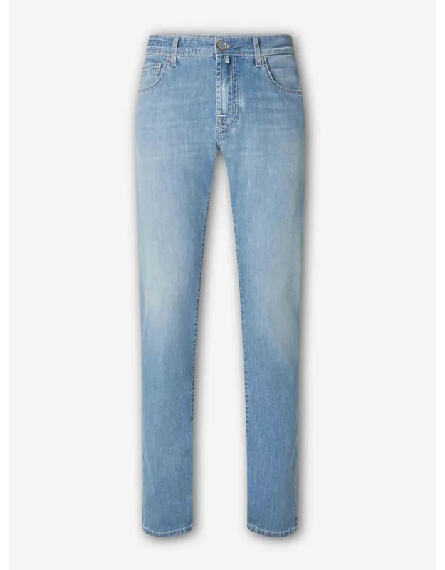 Slim Jeans With Front Button Closure And Three Pockets