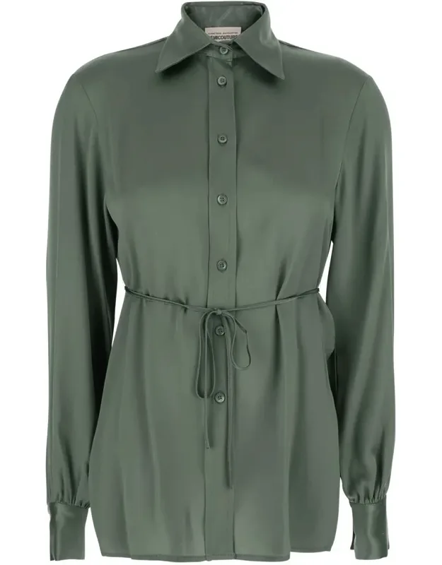 Shirt With Classic Collar And Front Bow Detail In Silk Blend