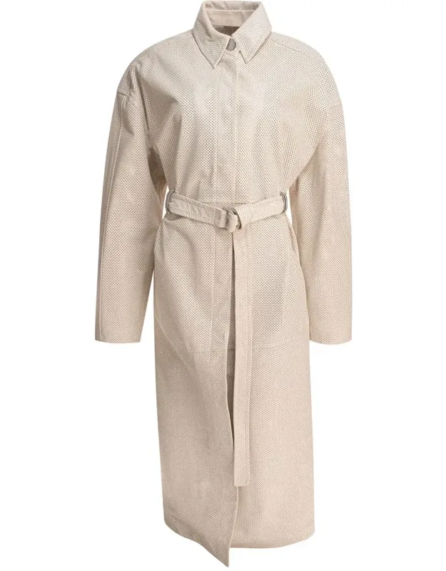 Trench Coat With Leather Belt