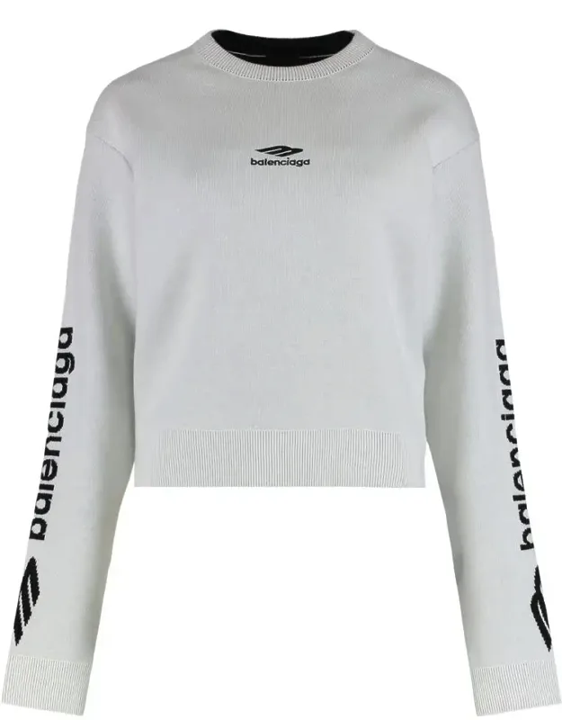Crew Neck Sweater In Wool Double Face