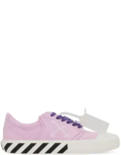 Sneakers Low-top Vulcanized Undercut With Light Pink Fabric Upper And Black And White Striped Sole