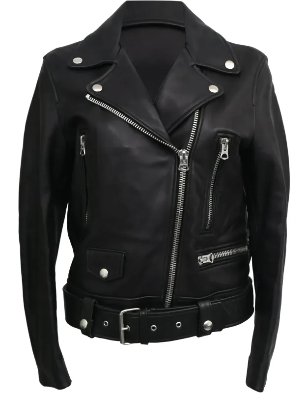 Belted Biker Jacket In Leather