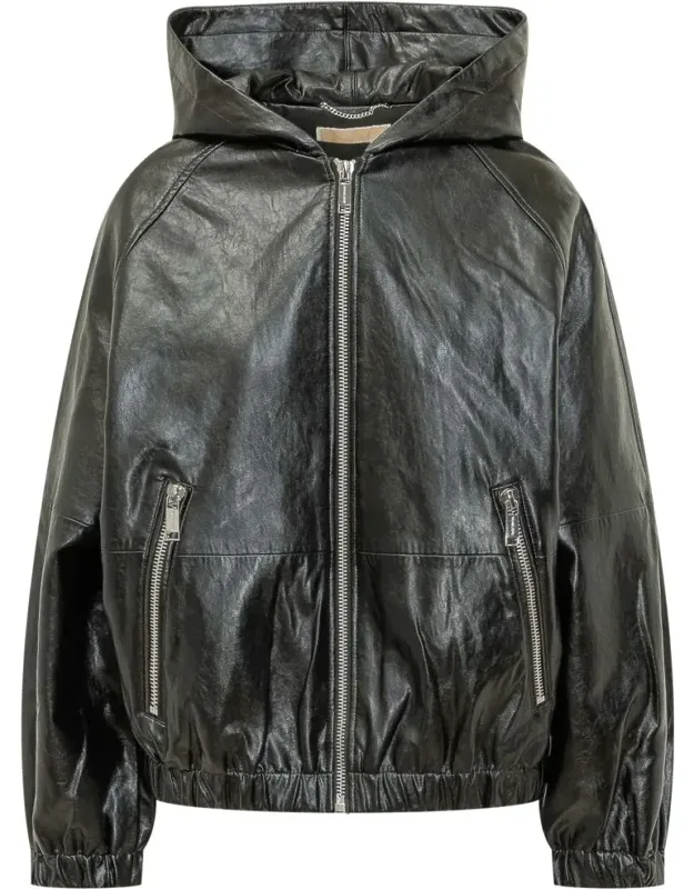Faux Leather Hoodie