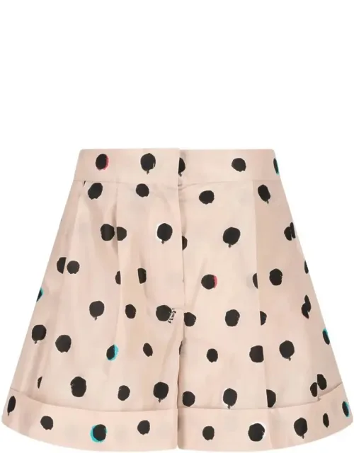 Moth Dots-print Taffeta Flared Shorts