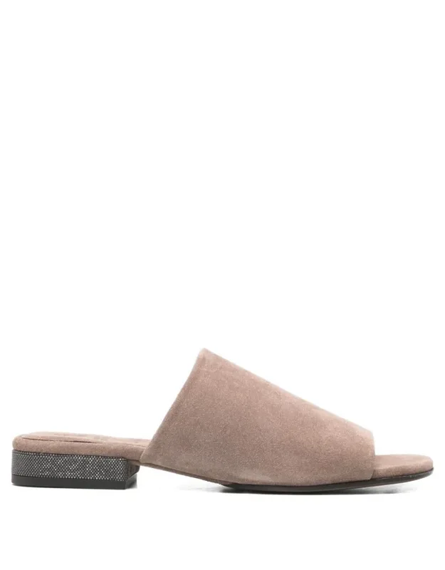 Suede Mules With Beads