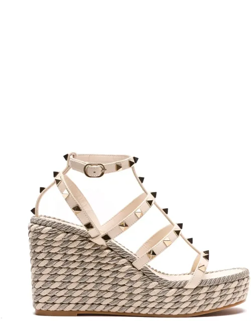 Sandals With Lateral Buckle Closure And Studs Allover