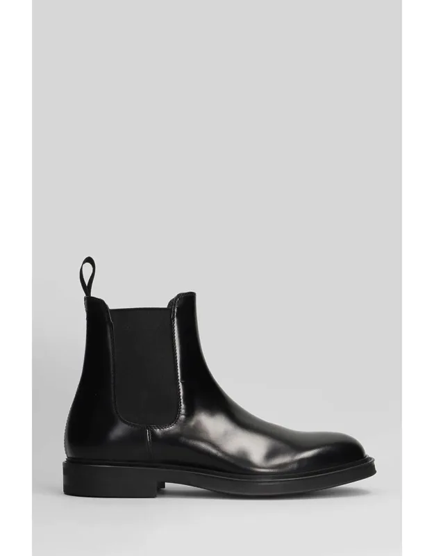 Combat Boots With Round Toe And Leather Sole