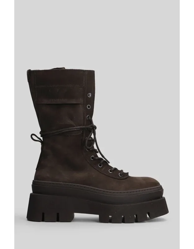 Cph 691 Combat Boots With Side Zip Closure And Platform Sole