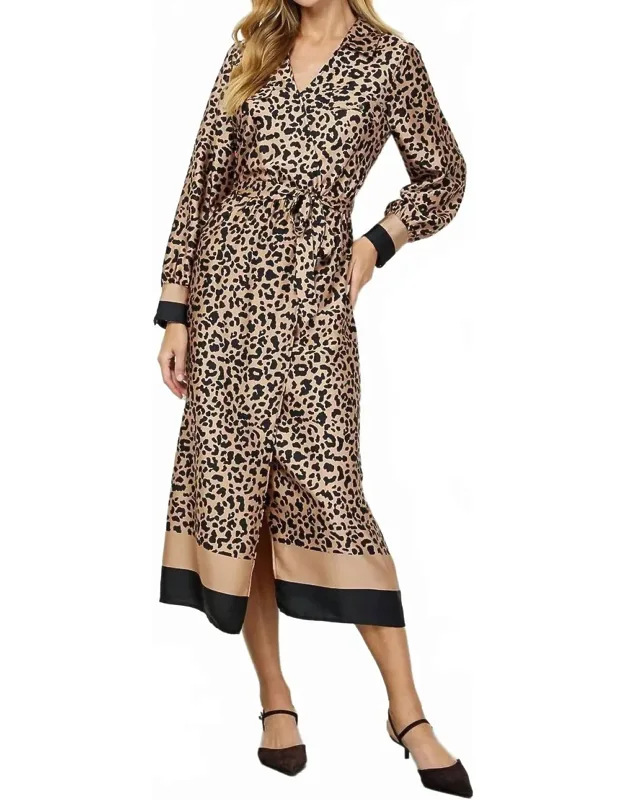 Leopard Wrap Midi Dress