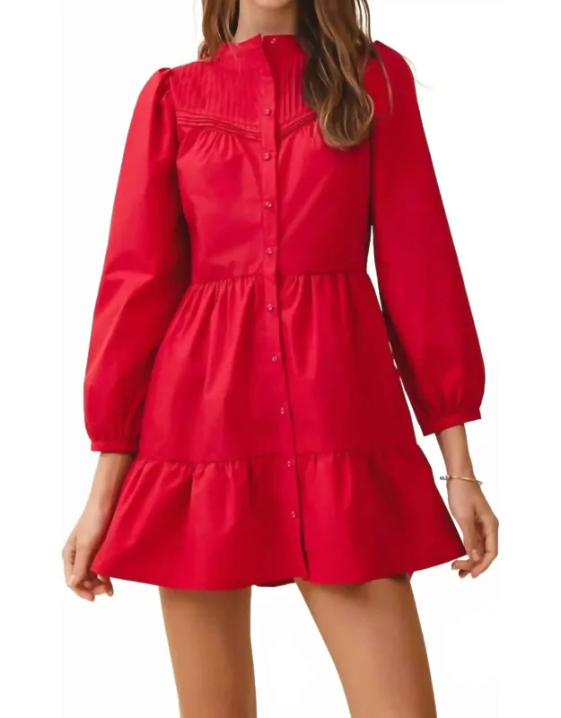 Pintuck Yoke Detail Mini Dress